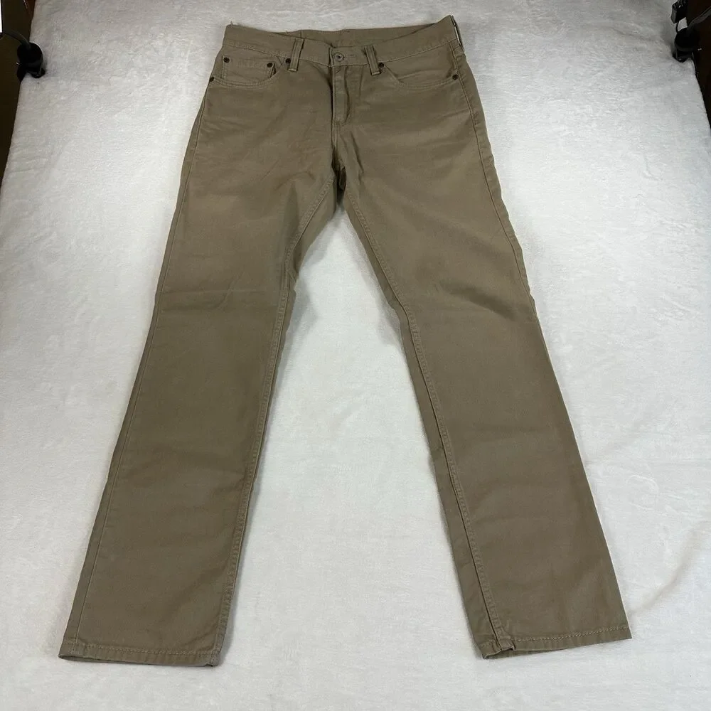 Levis 511 Slim Fit Pants Mens 32x32 Khaki Tan‎ Twill Casual Chinos Straight Leg